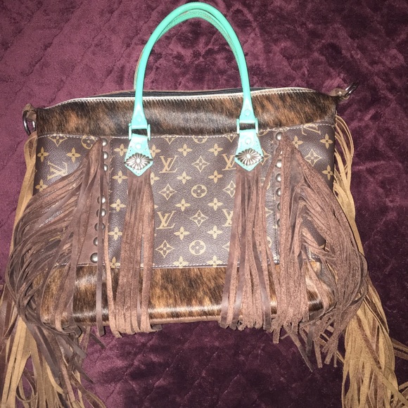 Leather handbag Holy Cow Couture Fringe Cowhide purse LV Vuitton handmade HCC - Picture 5 of 10